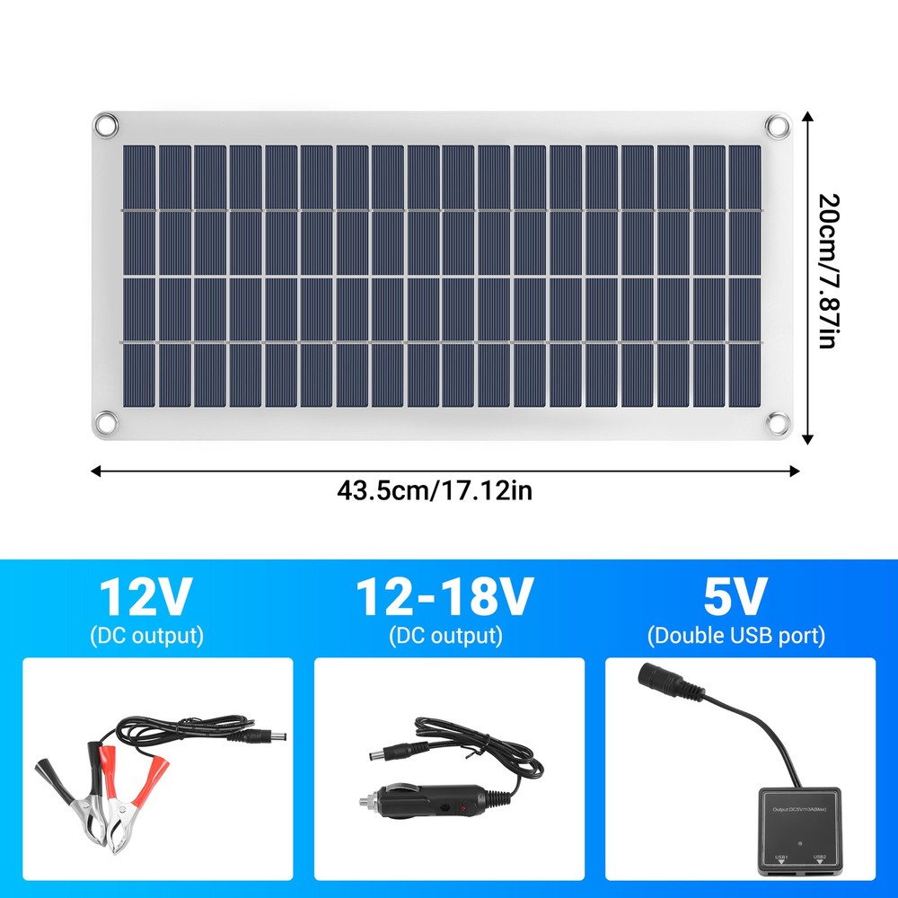 15W Solar Panel 12-18V Solar Cell Solar Panel for Phone RV Car MP3 PAD 3772