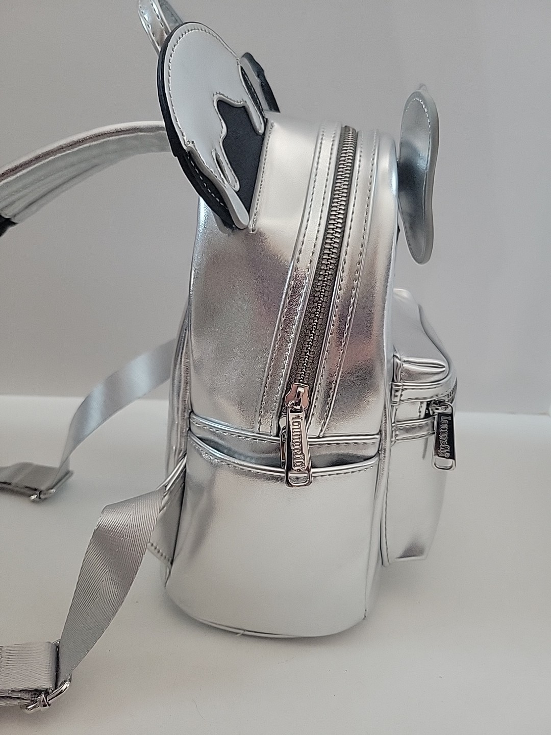 Disney Parks 100 Years Loungefly Minnie Mouse Mini Backpack Platinum Silver Drip