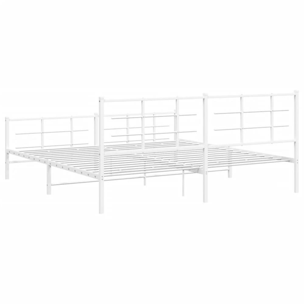 Bowery Hill Rectangular Powder-Coated Steel Full Bed Frame in White