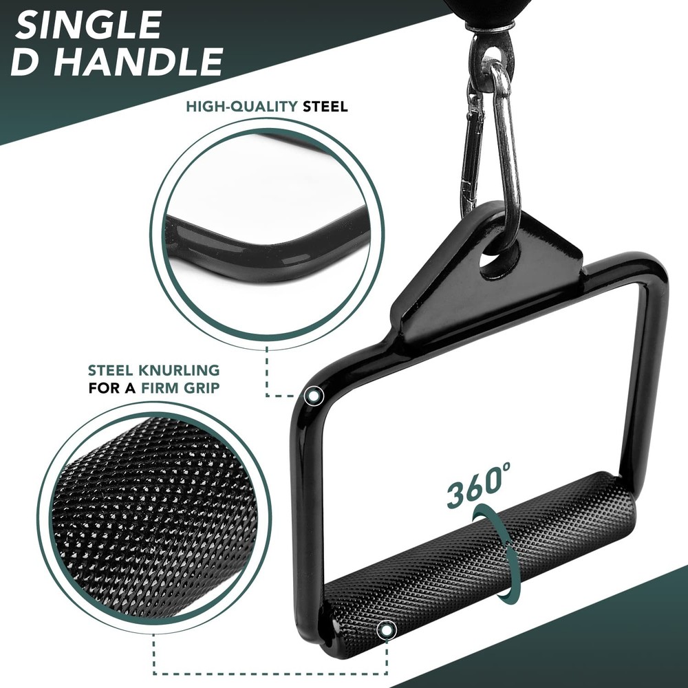 Double D Row Handle Cable Attachment for Weight Workout, Cable Machin