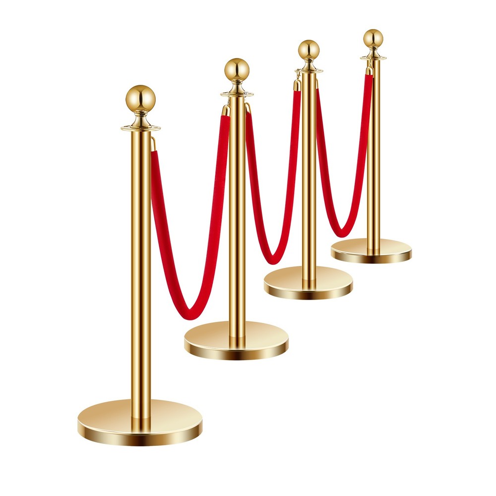 VEVOR 4Pcs Gold Stanchion Post Queue Barrier Crowd Control Sand Injection Base