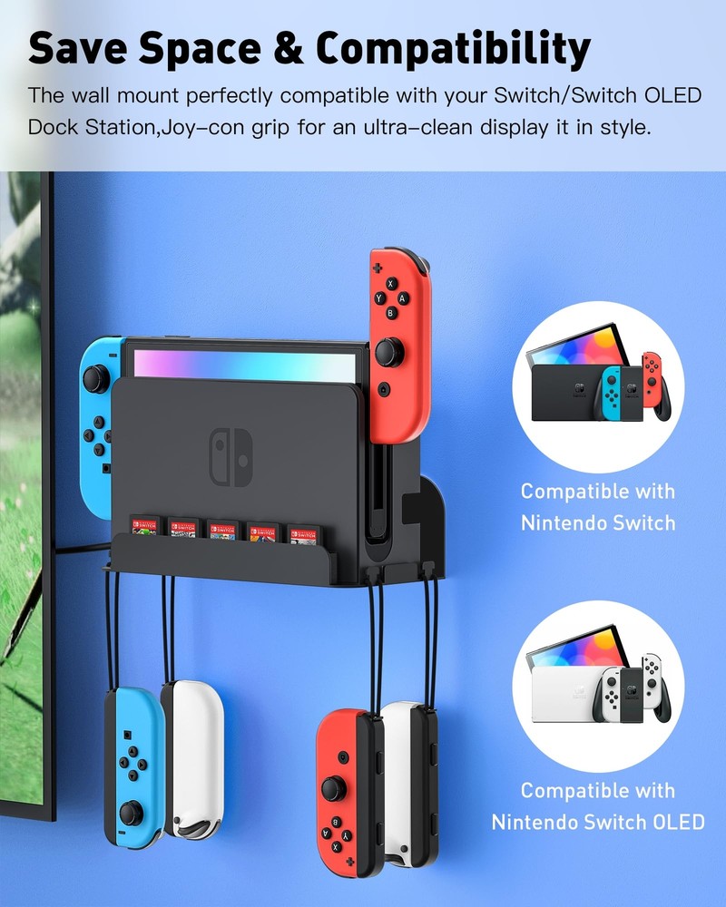 Wall Mount For Nintendo Switch And Switch Oled Metal Wall Mount Kit Shelf Access