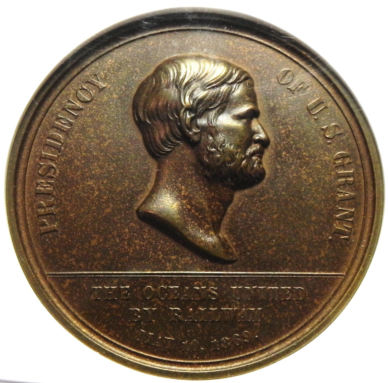 1869 HK-12 Pacific Railway Completion -20th Century RESTRIKE-NGC MS65