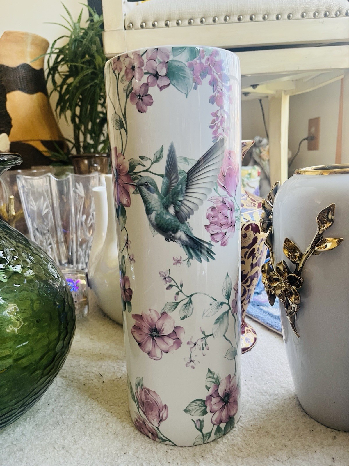 Beautiful Colorful Flower Bird Umbrella Stand Holder Floral /Vase NICE