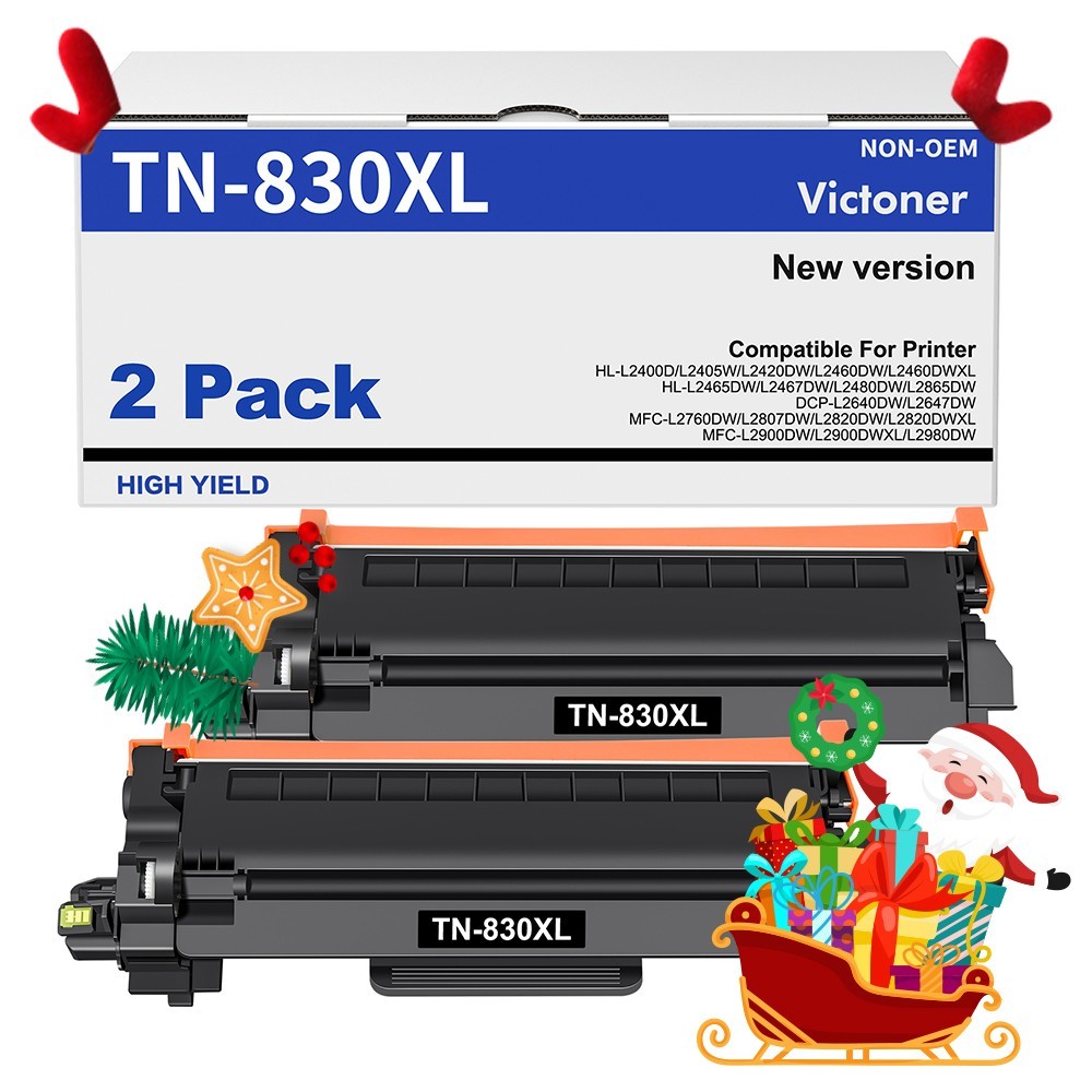 2PK TN830XL Toner Compatible for Brother TN830 XL DCP-L2640DW HL-L2405W L2465DW