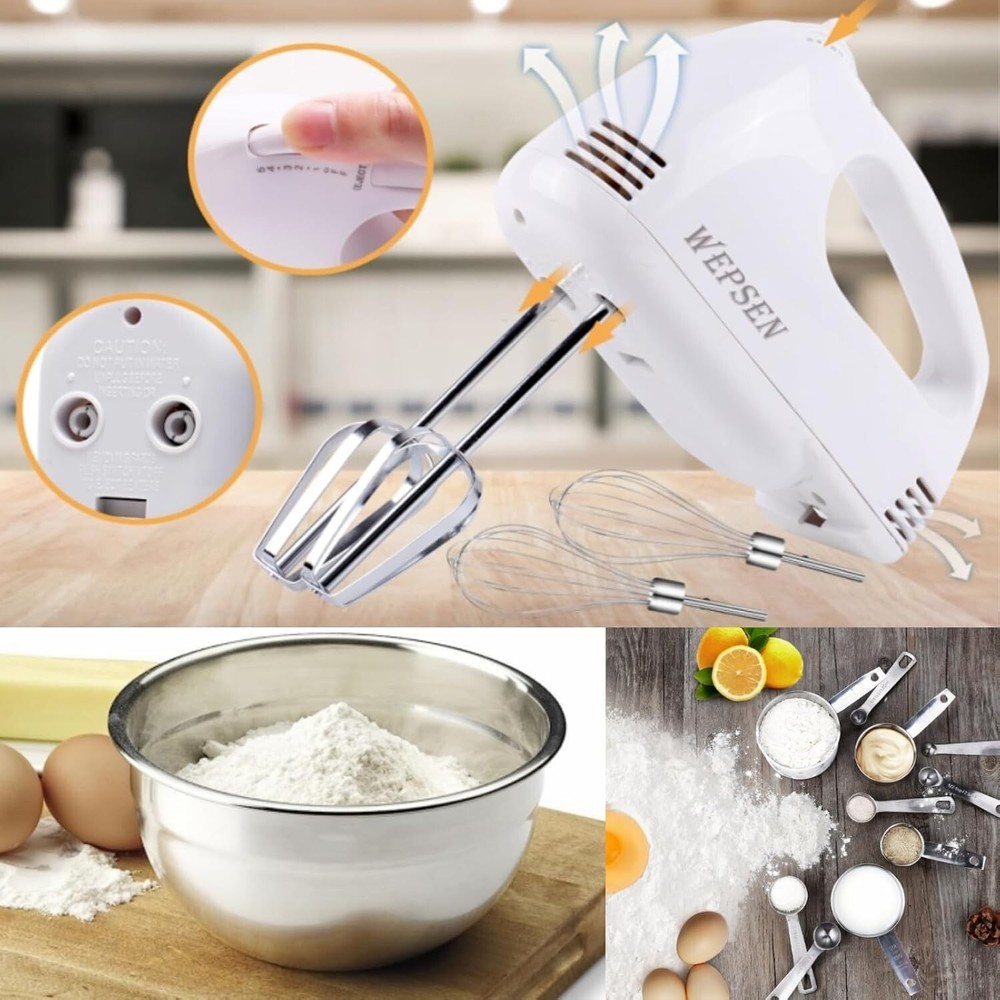 Versatile 5-Speed Electric Mixer & Nested Mixing Bowls for Effortless Baking