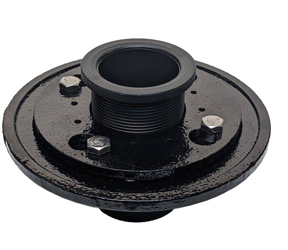 SereneDrains 2 Inch Cast Iron Shower Drain Base with Threaded Plastic Fitting