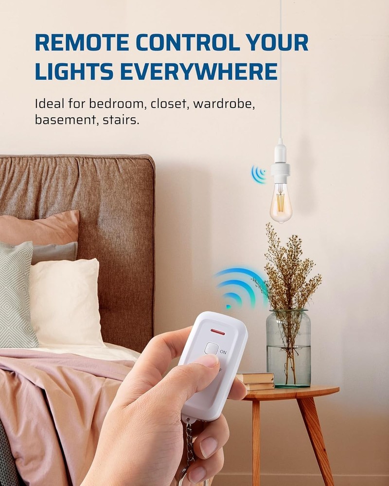 Remote Control Light Socket, Wireless Lamp Bulb Socket, 100FT Range