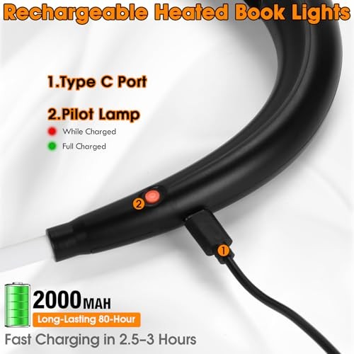 Rechargeable Heated Neck Reading Light with 4 Adjustable Light Modes, Black