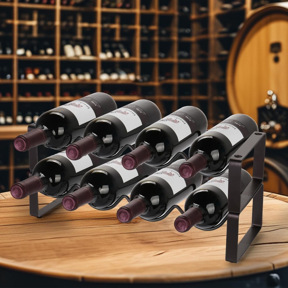 Carperipher Stackable Wine Rack Countertop, 8 Bottles 2 Tier Wine Cabinet Cou...
