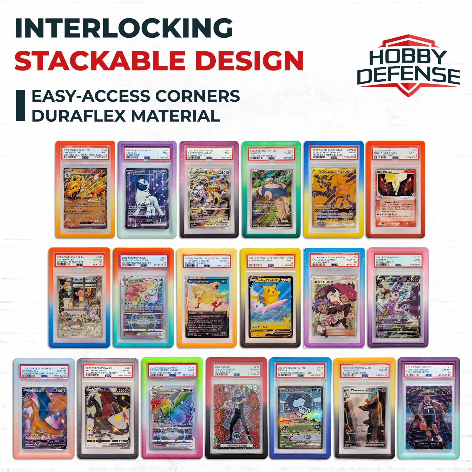 PSA Gradient Graded Card Slab Bumper Guard Protector TPU - 18 COLORS- STACKABLE