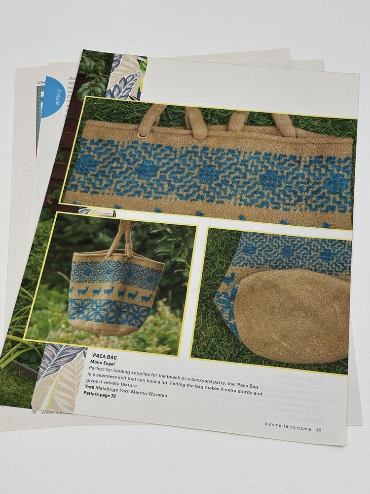 Paca Bag Knitting Pattern 33" Circumference Magazine Pages