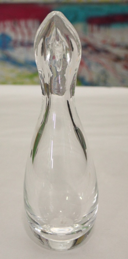 Steuben Signed Clear Art Glass Sheard Rim Pitcher Plant Vase
