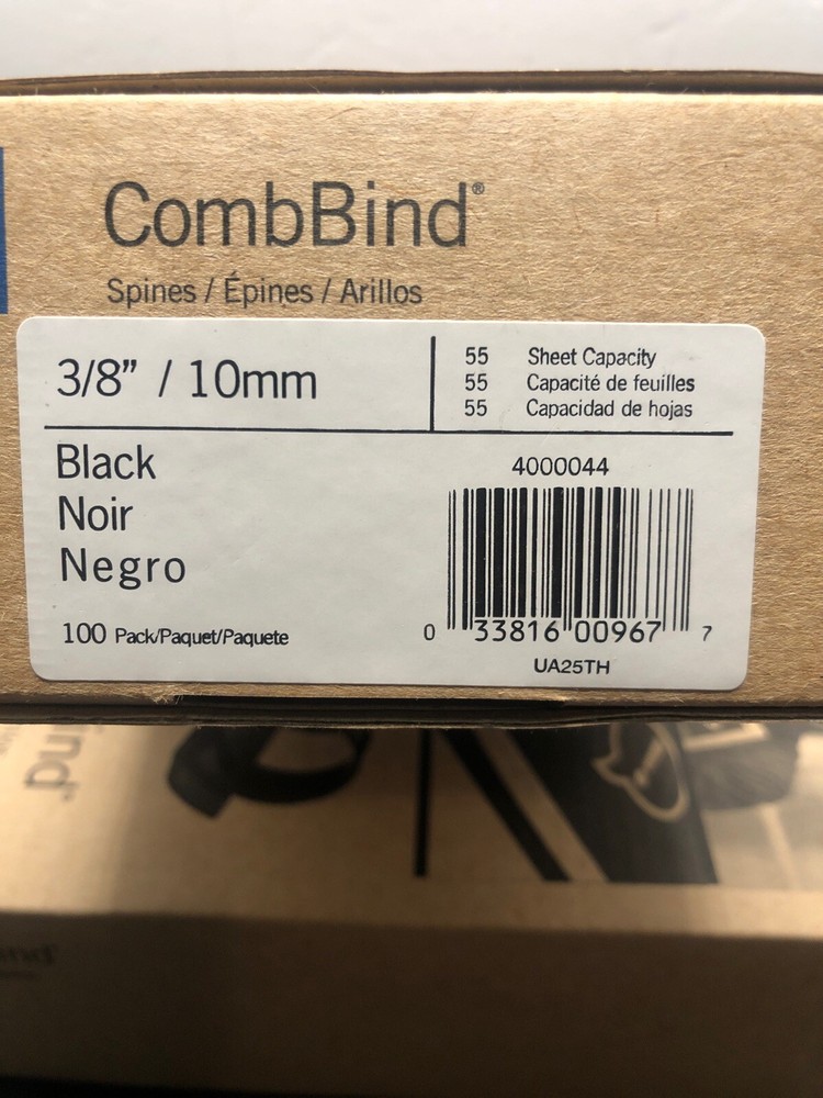 CombBind Standard Spines, 3/8" Diameter, 55 Sheet Capacity, Navy, 100/Box