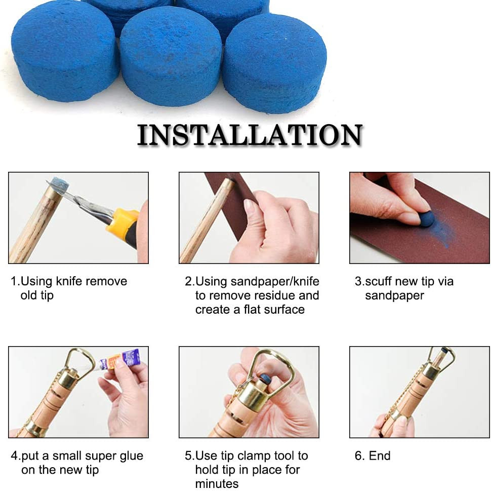Yucool 50 Pieces Pool Billiard Cue Tips, Pool Cue Tips Replacement Kit and Snook