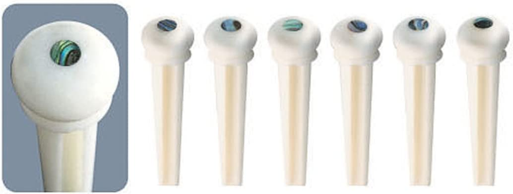 6Pcs Guitar Bone Bridge Pins Replacement Parts with Abalone Dot