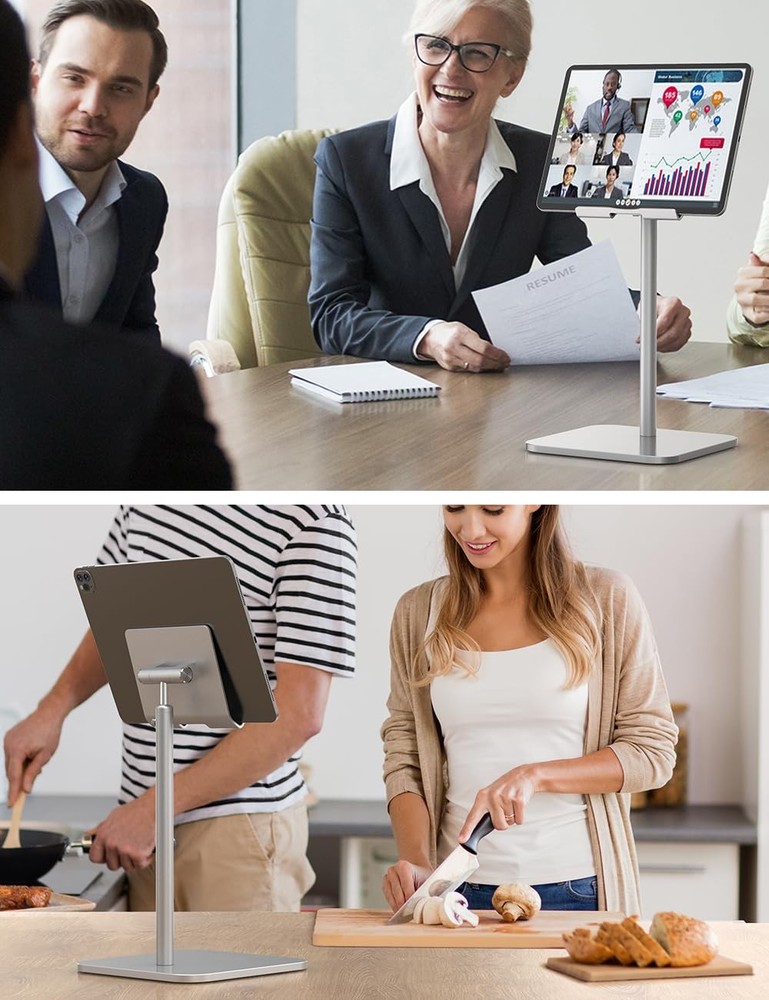 Tablet Stand Height Angle Adjustable, Eye-Level Desktop iPad Stands Tablet Ho...