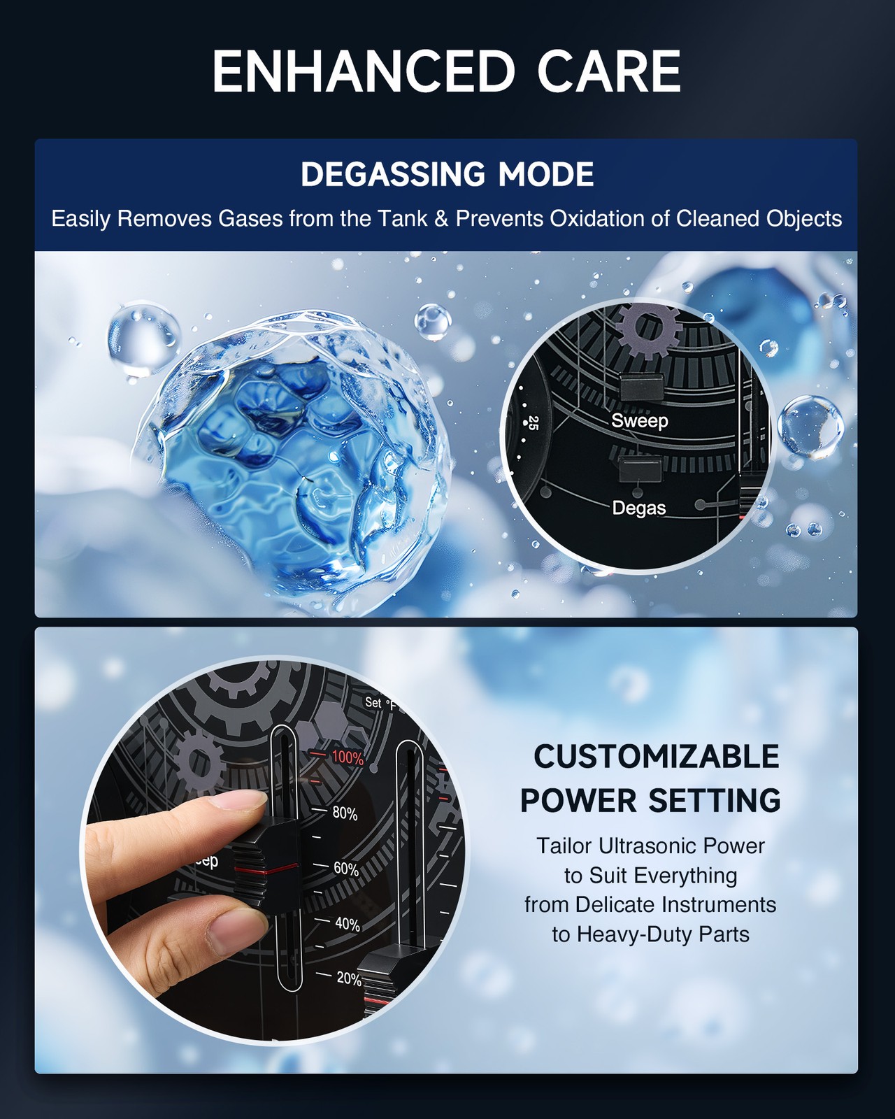 CO-Z 33kHz 10L Ultrasonic Cleaner w Adjustable Timer Power Degas & Gentle Mode