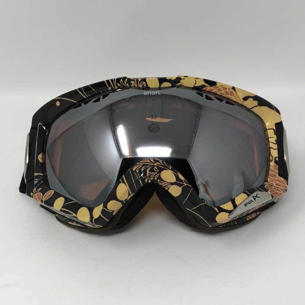 Anon Snowboard Ski Goggles Black Yellow Leaf Plants Pattern Please Read Below