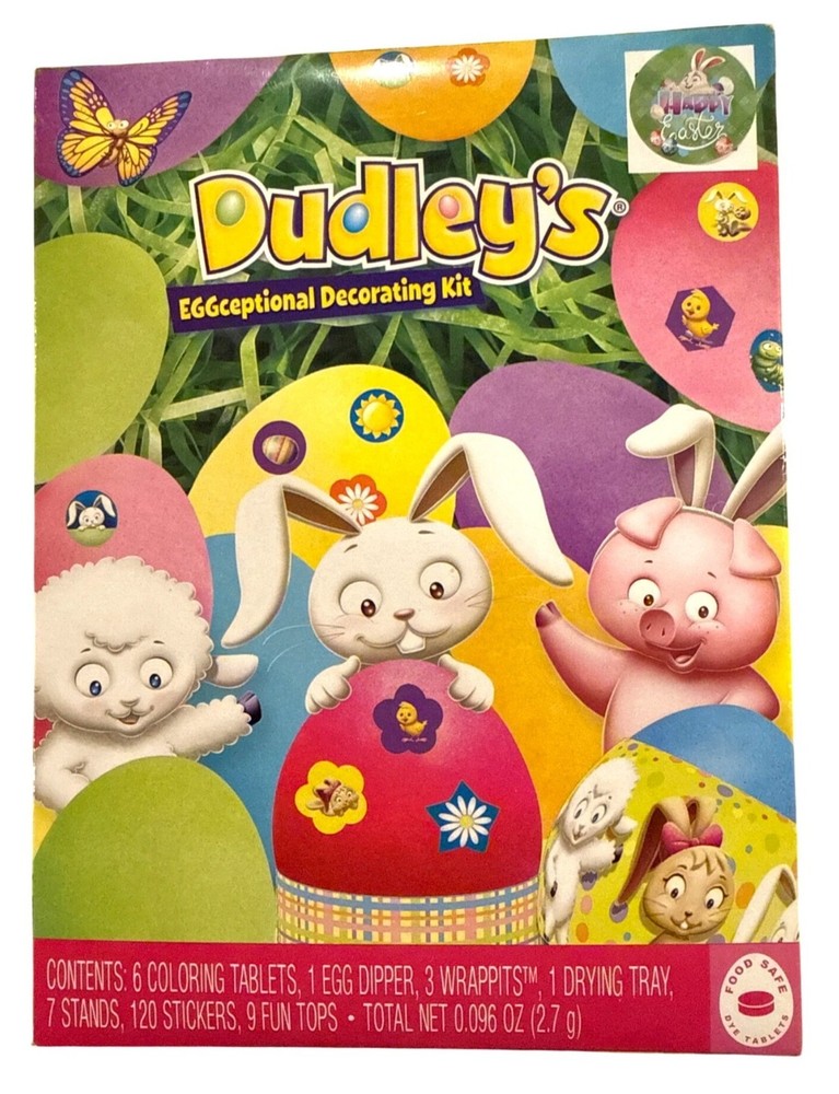 DUDLEY'S Eggceptional Easter Egg Decorating Kit Coloring Tablets+ Dipper+ Wraps+