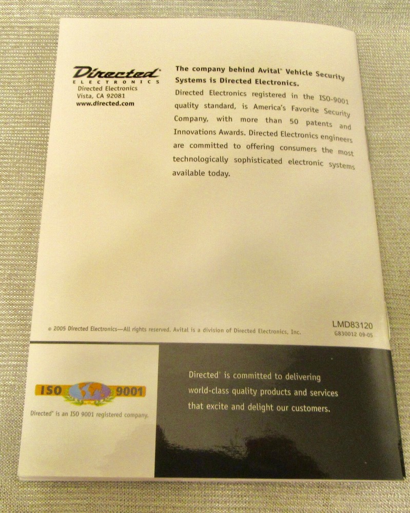 Avital Keyless Entry System Owner's Guide for Model 4000XL System