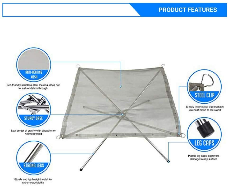 Rootless Portable Outdoor Firepit- Collapsible Steel Mesh Fireplace