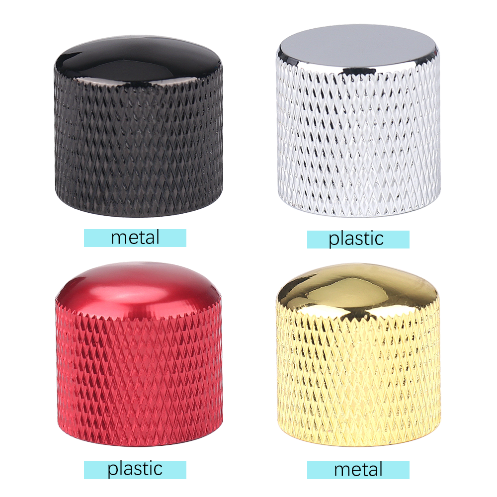 4Pcs Metal/Plastic Guitar Knobs Guitar Bass Dome Control Knob Volume Tone Knobs