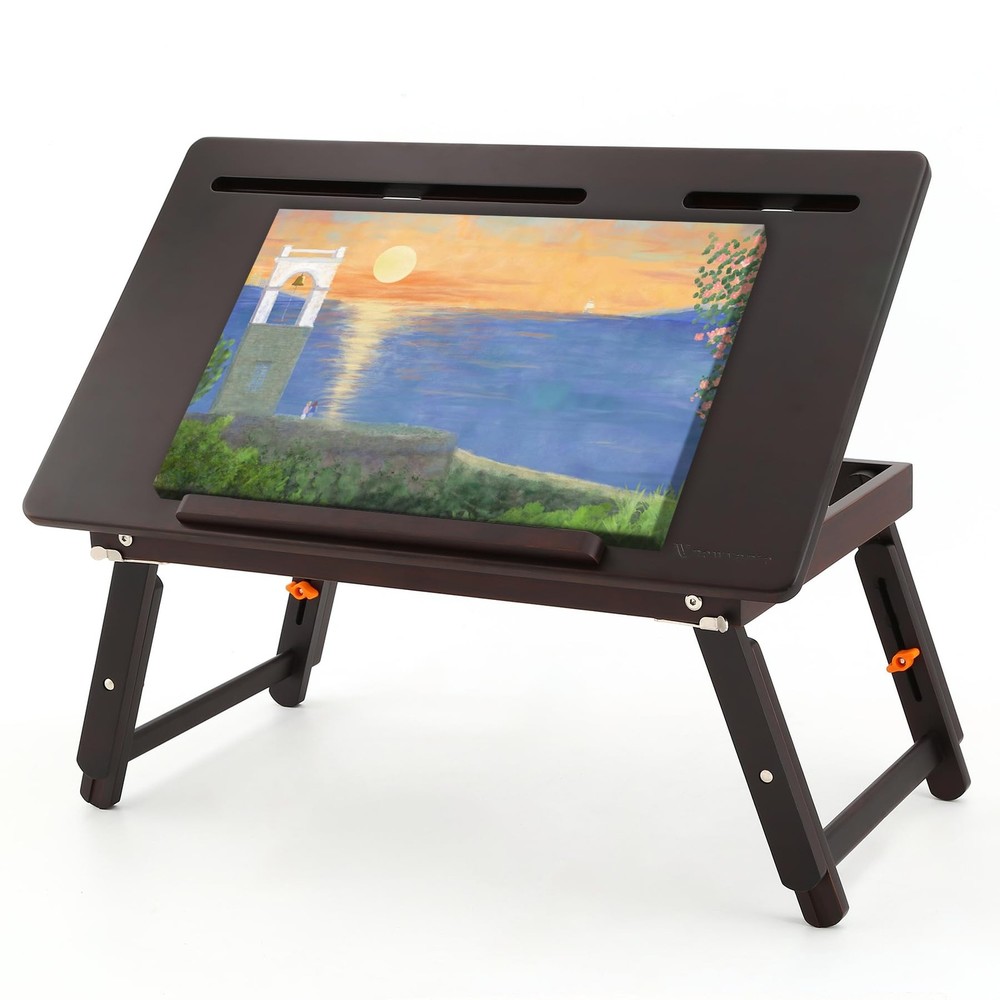 Drawing Table Foldable Drafting Desk with Adjustable Height & Angle Bamboo Dr...