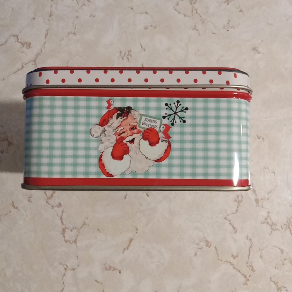 Lindy Bowman Winking Santa/Season Greetings Tin Rectangular