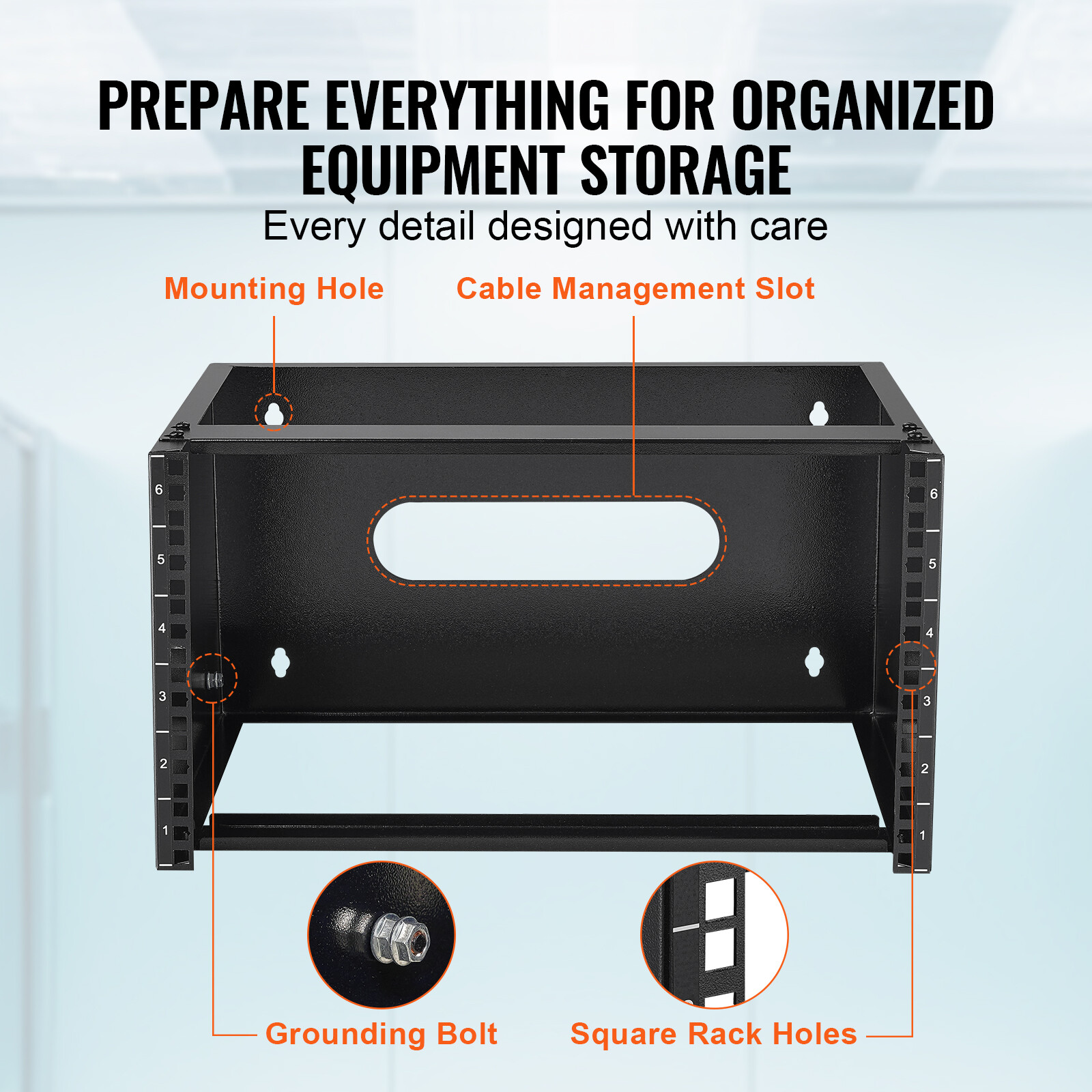 VEVOR 6U Wall-Mount Open Frame Network Rack 14 Inch Depth Server Rack 50lbs