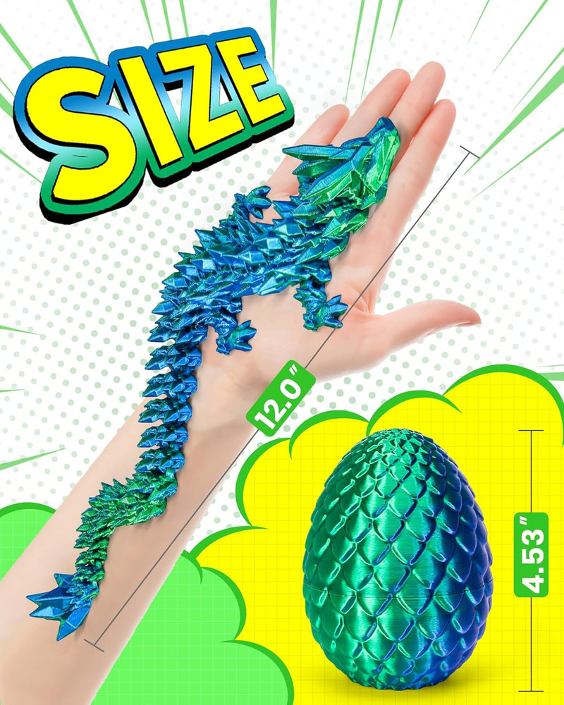 TBOLINE 12" 3D Printed Dragon Egg, Prefilled Easter Eggs Basket Stuffers, Cool A