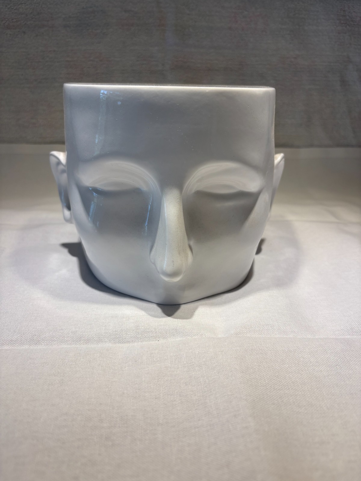 Half Face Head Sculpture Abstract Modern in the style of Jonathan Adler glossy