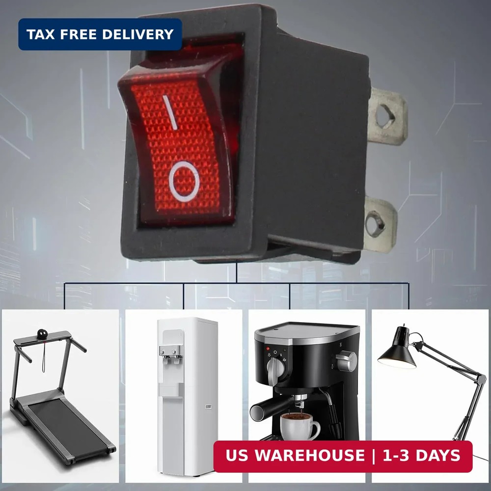 5 Pack Mini Rocker Switch, On-Off Power Switch Red Button 4 Pin Toggle Switch, L