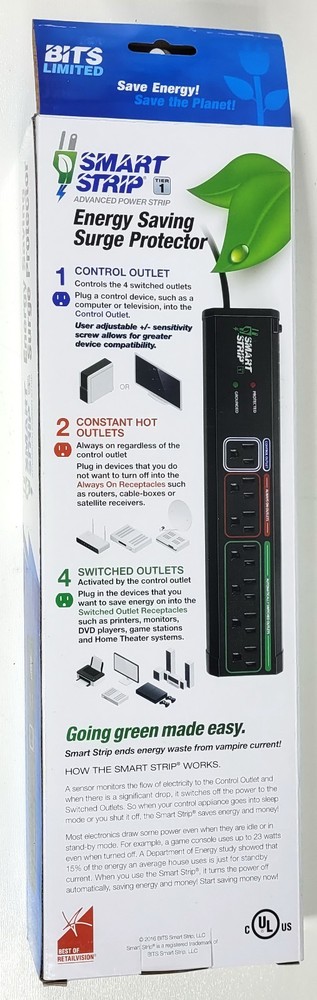 Smart Strip ECG-7MVR Energy Saving Surge Protector with Autoswitching Technology