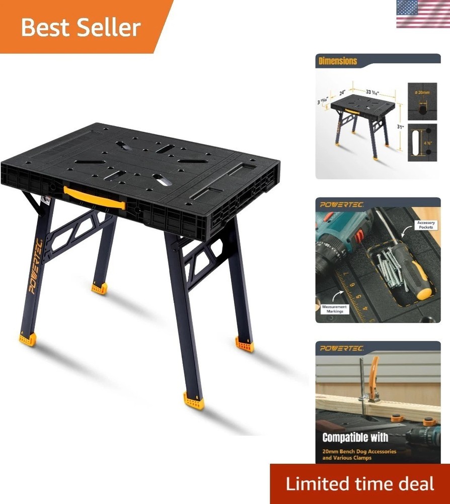 Engineering-Grade Portable Folding Workbench - 1650 lbs Load, 23 lbs Lightweight