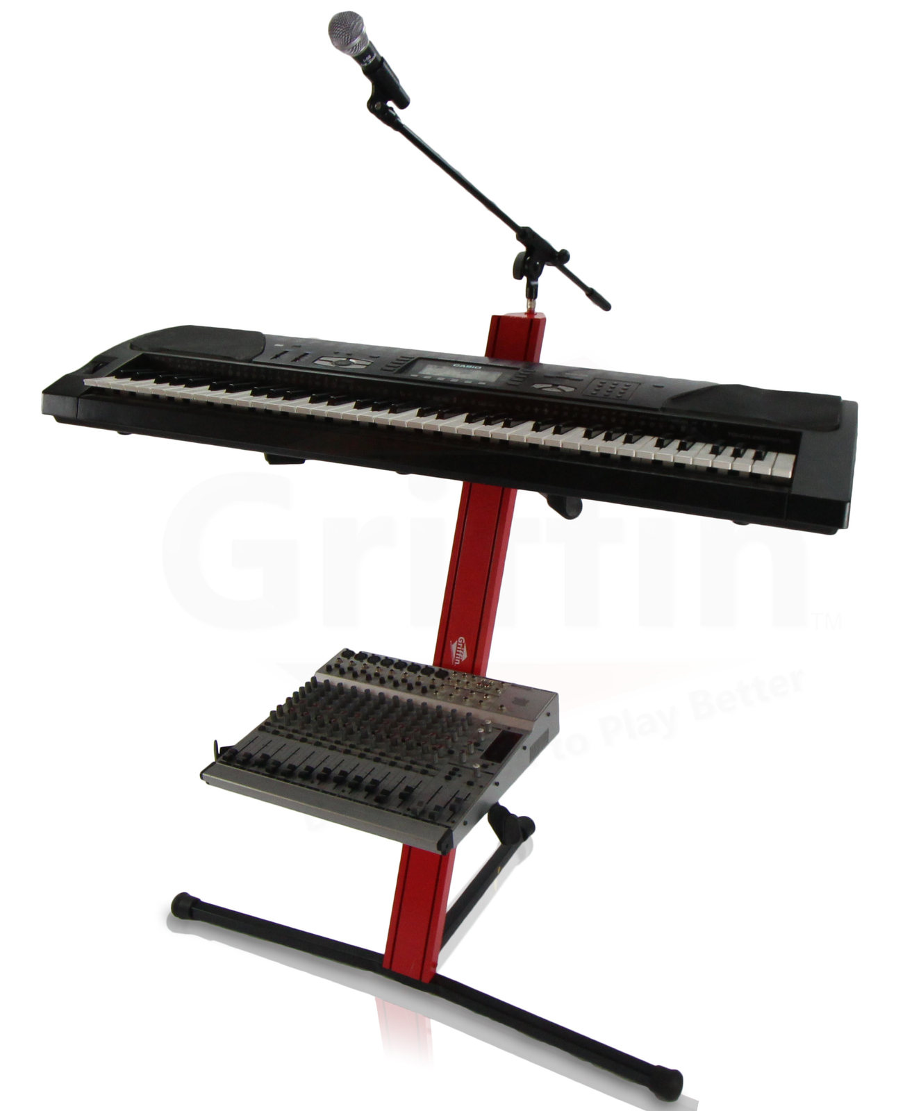 GRIFFIN Two Tier Column Keyboard Stand - Mic Boom 2 Arm Double Mount Studio Gear