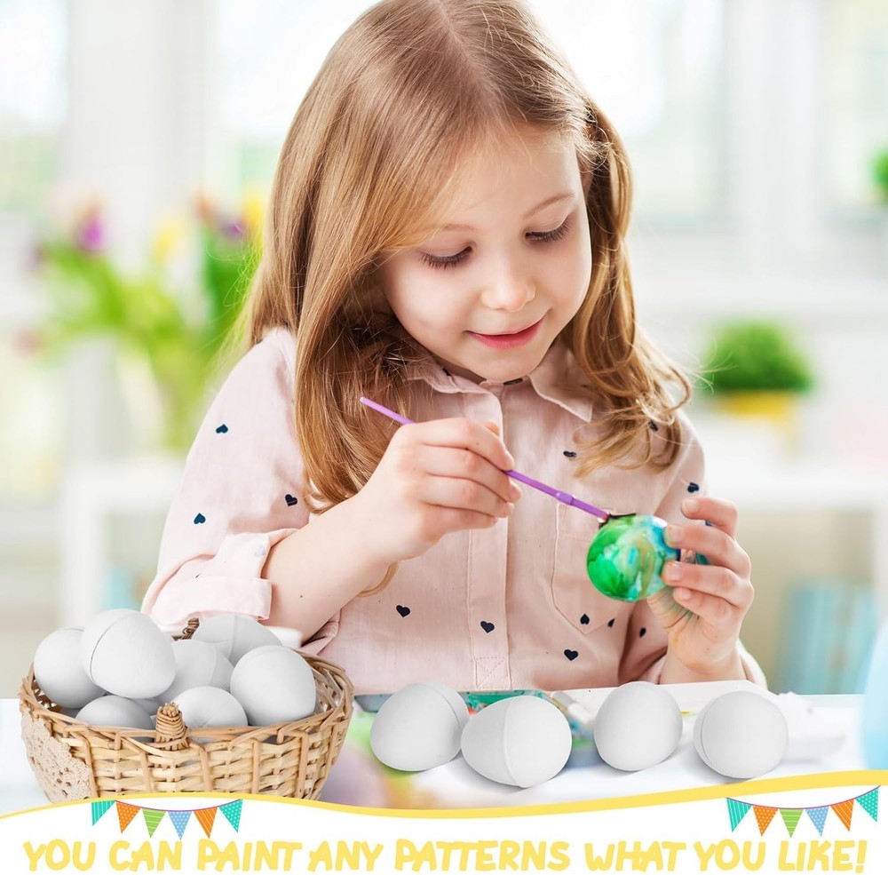 100 Pcs Paintable Easter Paper Mache Eggs DIY Blank Paper Mache Dyeable Easte...