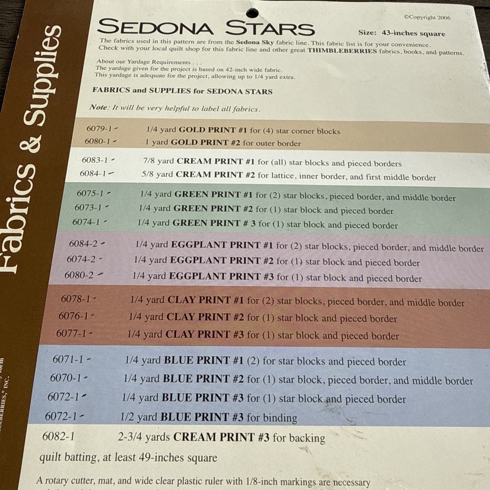 Sedona Stars - Thimble Berries Quilt Pattern Leaflet