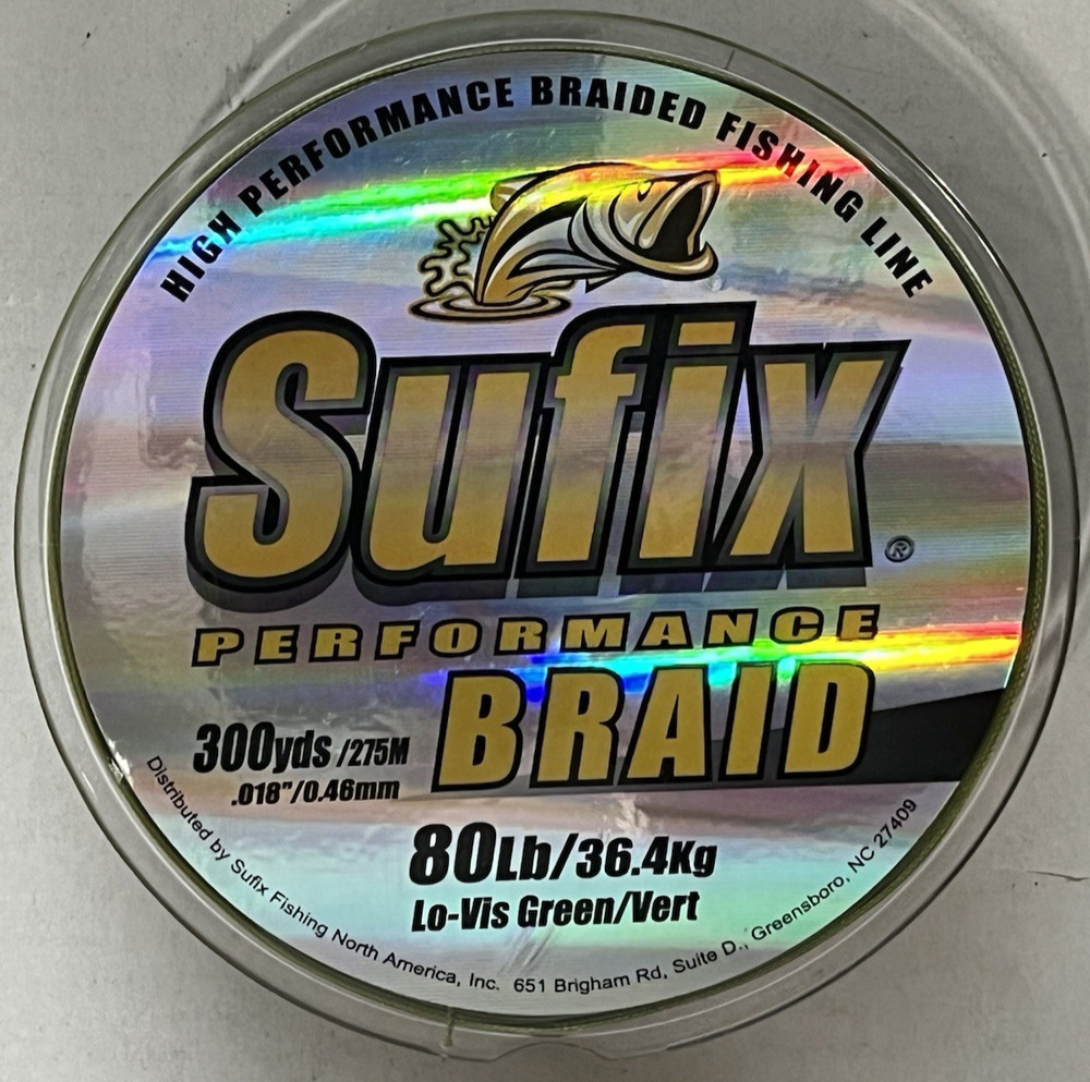 Sufix Performance Braid 80# .018" 300yds Lo Vis Green