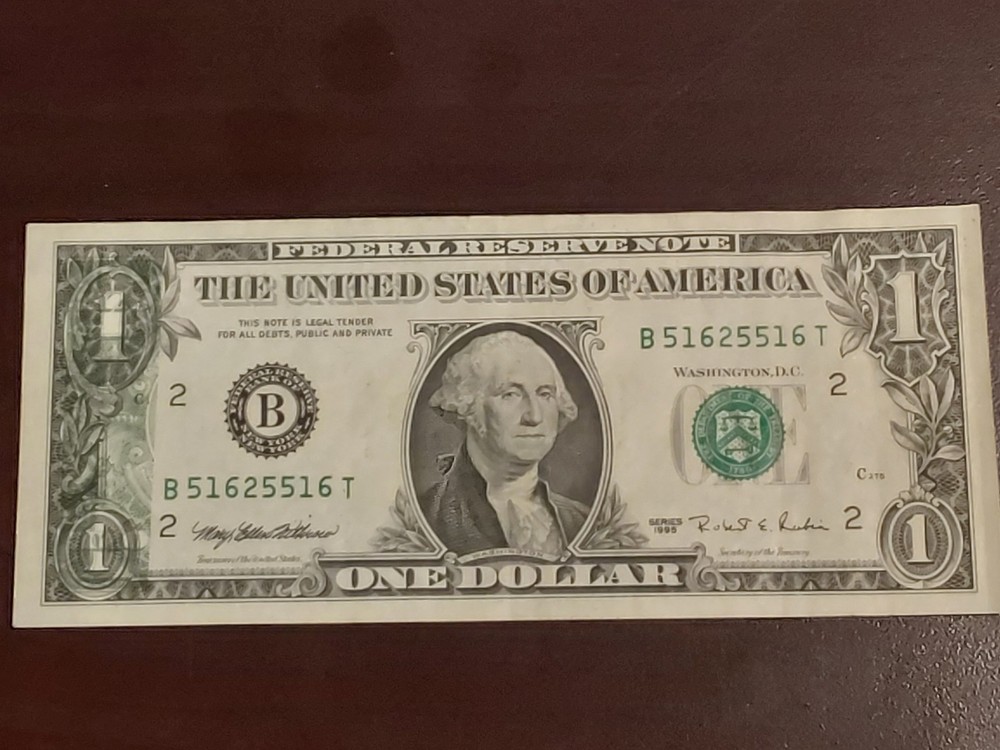 1995 $1 Bill Uncirculated - Partial Offset Printing Error! UNC