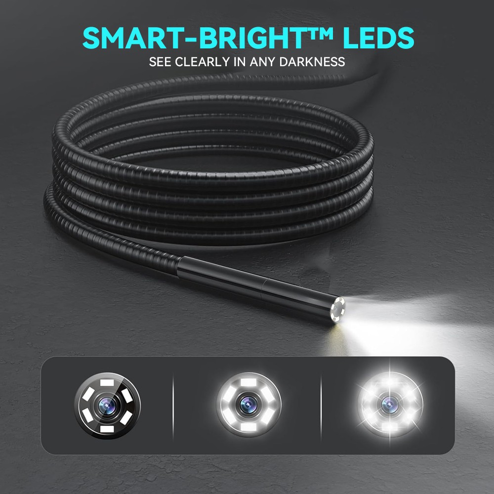 SCOPIX 10ft Tube 2-Way 360° Inspection Camera Articulating Borescope Semi Rigid