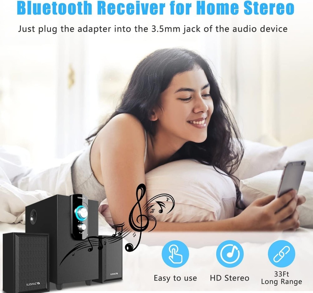 Hands-Free Bluetooth Aux Adapter – Portable 3.5mm Receiver for Music Enjoyment