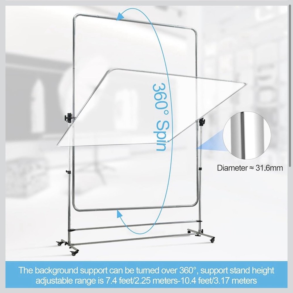 79”x 59” Photography Light Diffuser, Rotatable Frame, 7-10ft Height Adjust Stand