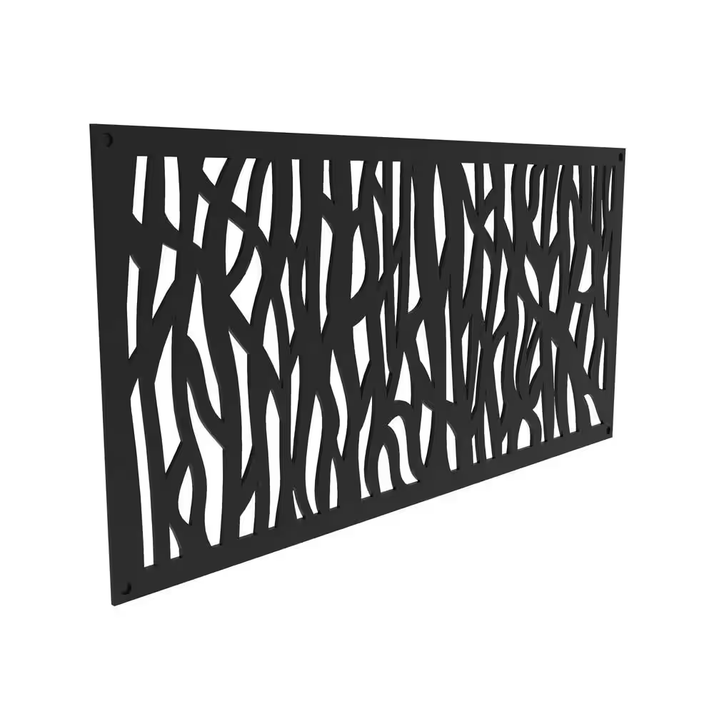 2 Ft. X 4 Ft. Sprig Black Polypropylene Decorative Screen Panel