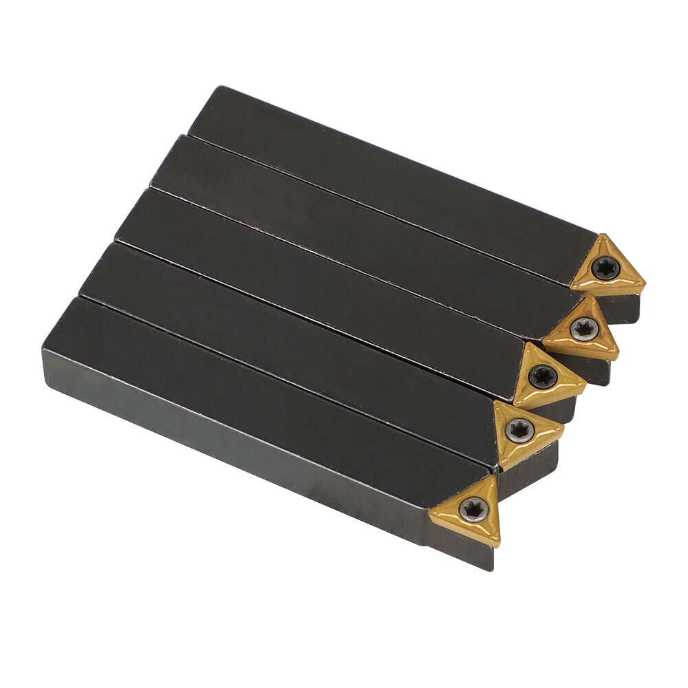 5 Pack Lathe Indexable Carbide Insert + Turning Tooling Bit Holder Set 3/8"