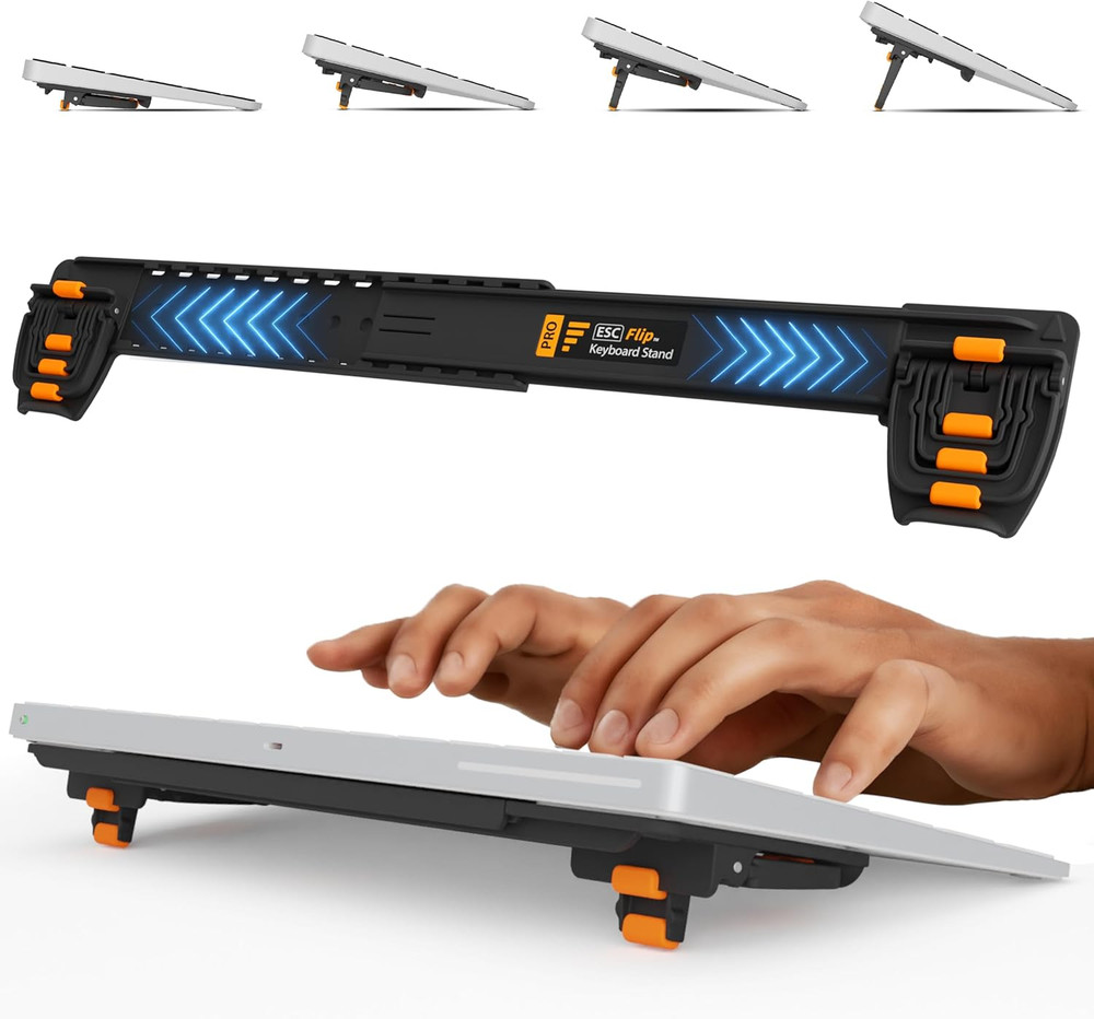 ESC Flip Pro Adjustable Keyboard Stand, Extendable Ergonomic Riser with 4 Fee...