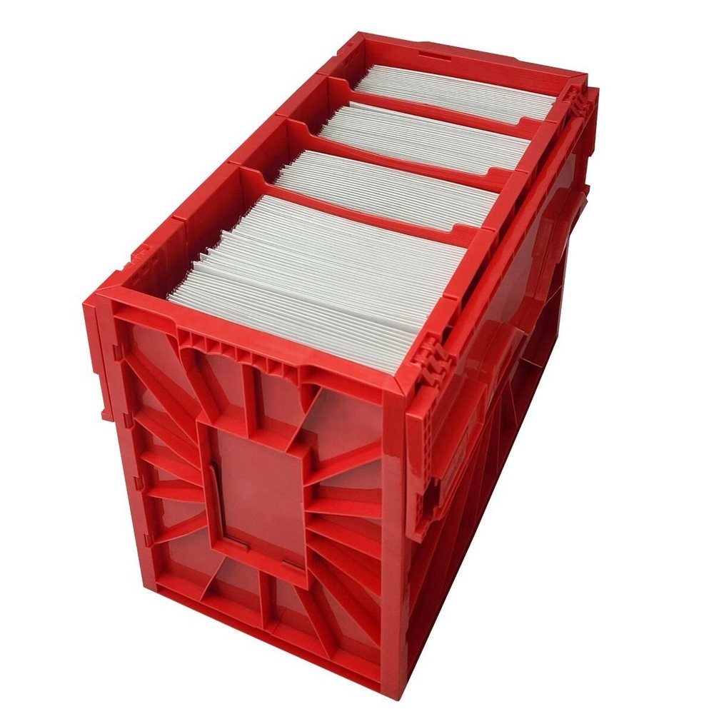 BCW Short Plastic Comic Book Bin Box Heavy Duty with Lid Red - **FIVE PACK**