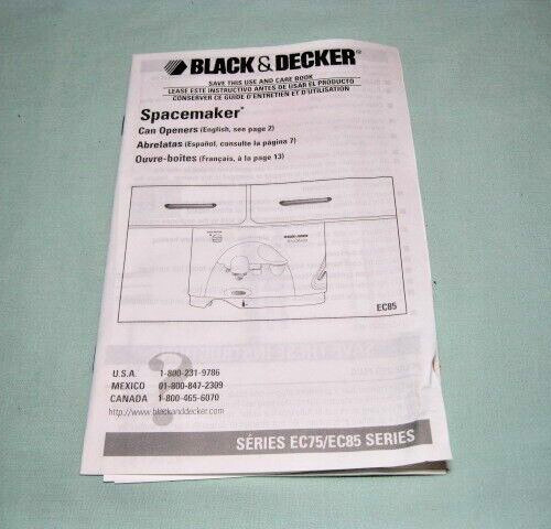 Black & Decker SpaceMaker EC75 Under Cabinet Can Opener Complete TESTED WORKING