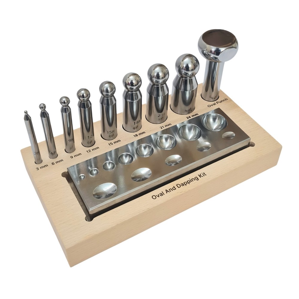 Oval & Round Dapping Set - 9 Piece Block for Jewelry Making
