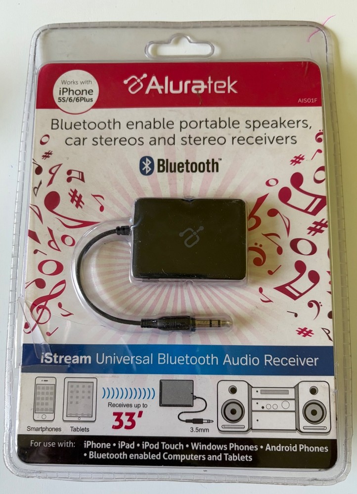 Aluratek AIS01F iStream Universal Bluetooth Audio Receiver NIB